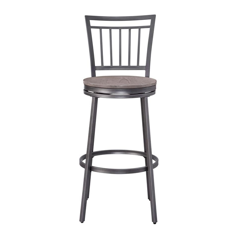 American Woodcrafters Talia Gray Metal Swivel 30-inch Seat Height Bar Stool