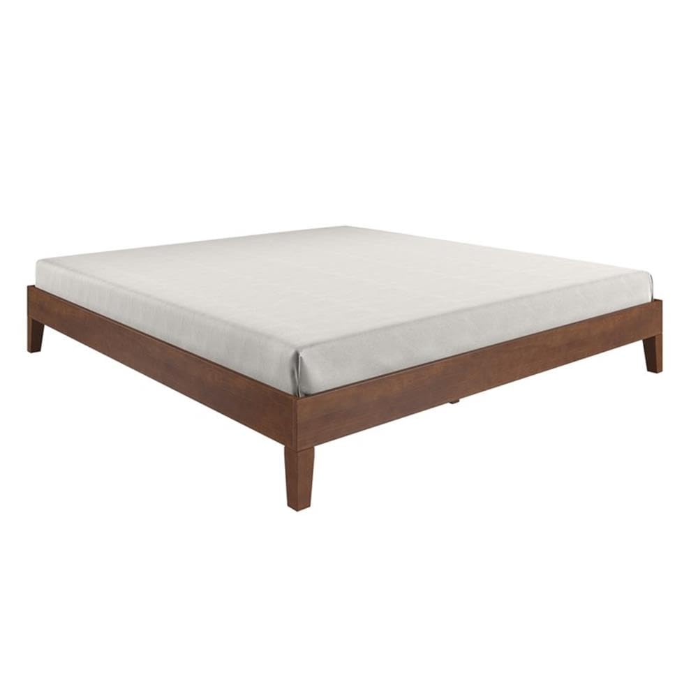 Steve Silve Co Nix King Platform Bed, Contemporary Transitional Styling, 28-Slat Dual-Zone System Support, No Box Spring Needed, Solid Pine Wood, 82.01&quot; L x 78.46&quot; W x 12.24&quot; H, Brown