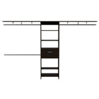 Zamora 70&Quot;W - 118&Quot;W Closet System, 3 Hanging Rods, 5 Shelves, 1 Drawer, Black