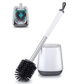 Popten Toilet Brush And Holder Set For Bathroom With Aluminum Handle & Soft Silicone Bristle Sturdy Cleaning Toilet Bowl Brush S