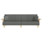vidaXL Multi-Functional Sofa Bed with Armrests, 100% Polyester Upholstered Sleeper Sofas, Breathable Two Backrests Adjustable to Twin Bed, with Extra Practical Pillows, Dark Gray