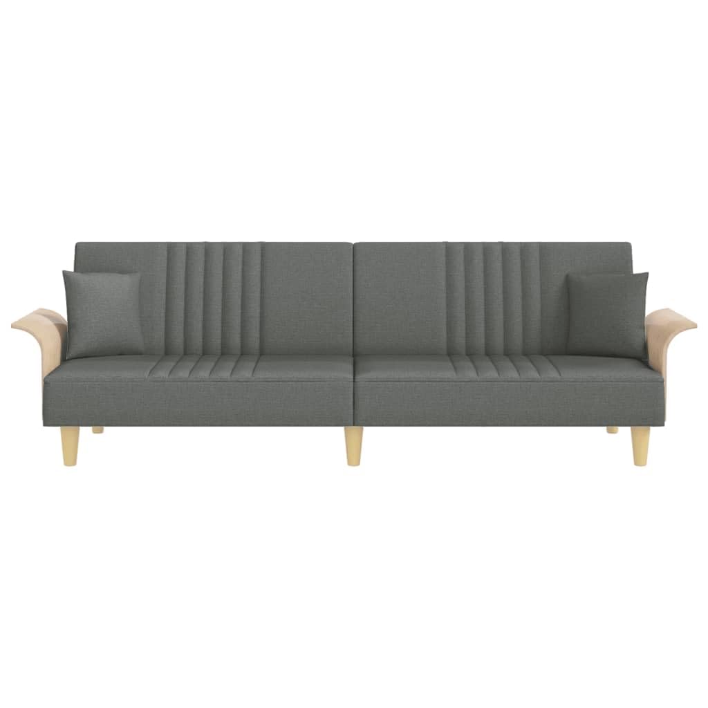 vidaXL Multi-Functional Sofa Bed with Armrests, 100% Polyester Upholstered Sleeper Sofas, Breathable Two Backrests Adjustable to Twin Bed, with Extra Practical Pillows, Dark Gray