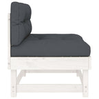 vidaXL Solid Wood Pine Middle Sofa - White | Sturdy Outdoor Furniture with Thickly Padded Cushions | Versatile Modular Design | Ideal for Garden, Patio and Terrace