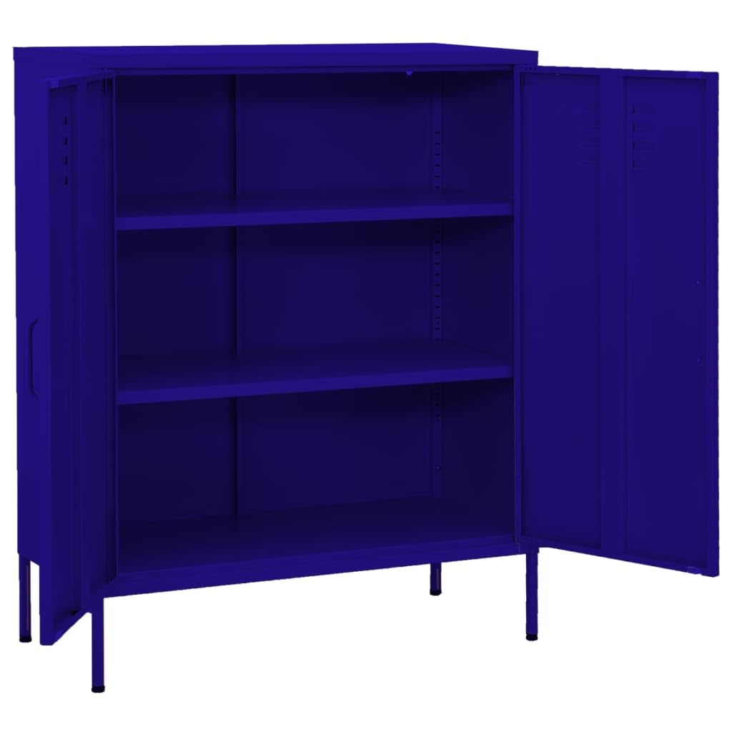 vidaXL Industrial Storage Cabinet, Steel Construction - Adjustable Shelves, Navy Blue, 31.5"x13.8"x40"