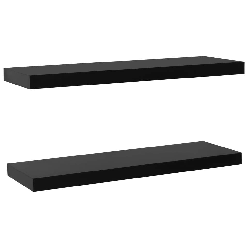 vidaXL Floating Wall Shelves, Set of 2, Black - Stylish MDF Home Wall Decor, Ergonomically Designed Easy to Install & Clean, Ideal for Books, Collectables & More, Measures 39.4&quot;x7.9&quot;x1.5&quot;