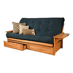 Kodiak Furniture Phoenix Futon with Suede Fabric Mattress in Blue/Butternut