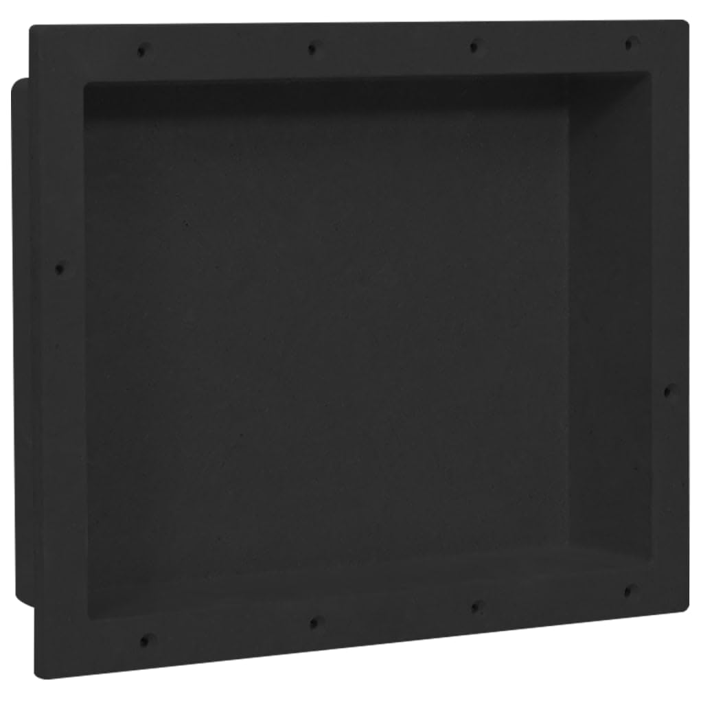 vidaXL Black Shower Niche, Matt Finish, Durable SMC Material with Resin, Space-Saving Bathroom Storage Solution, Easy Assembly with Included Mounting Materials