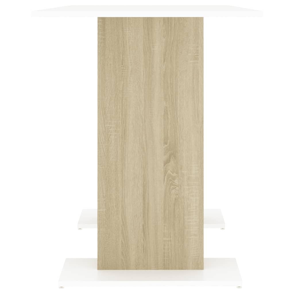 vidaXL Dining Table White and Sonoma Oak 43.3&quot;x23.6&quot;x29.5&quot; Chipboard