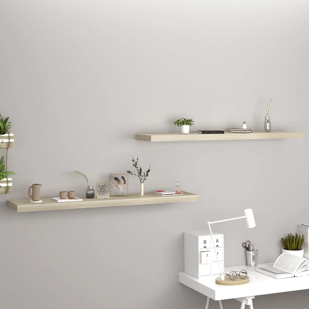 Floating Wall Shelves-SKM Floating Wall Shelves 2 pcs Oak 47.2&quot;x9.3&quot;x1.5&quot; MDF