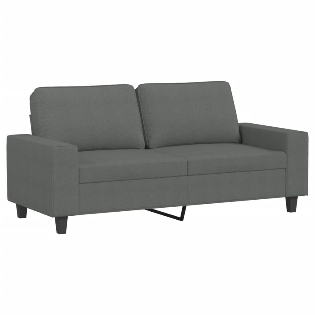 vidaXL 2-Piece Sofa Set with Cushions - Dark Gray Fabric Material - Sturdy Plywood/Metal Frame – Modern Living Room/Lounge Furniture