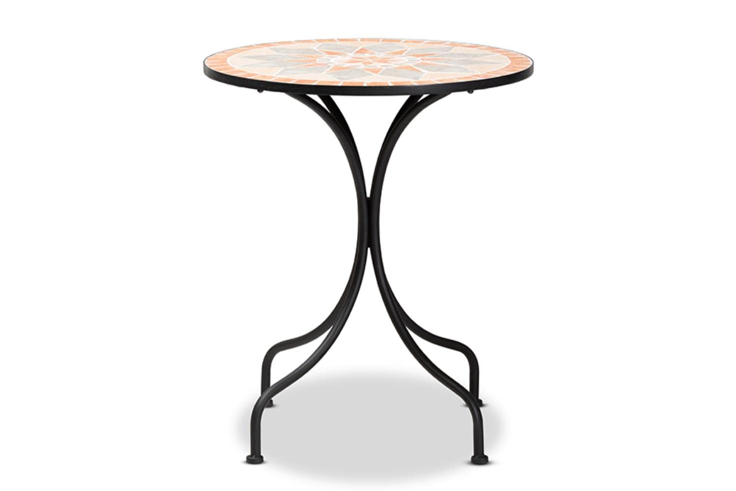 Baxton Studio Talise Modern Colored Ceramic and Metal Outdoor Dining Table
