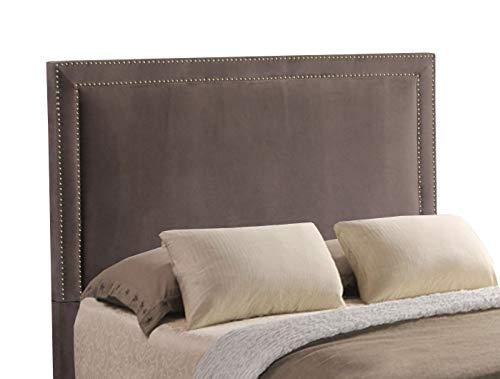 Leffler Home Night Party Chocolate Brookside Upholstered Bed With Nail Heads, Queen, Dark Brown