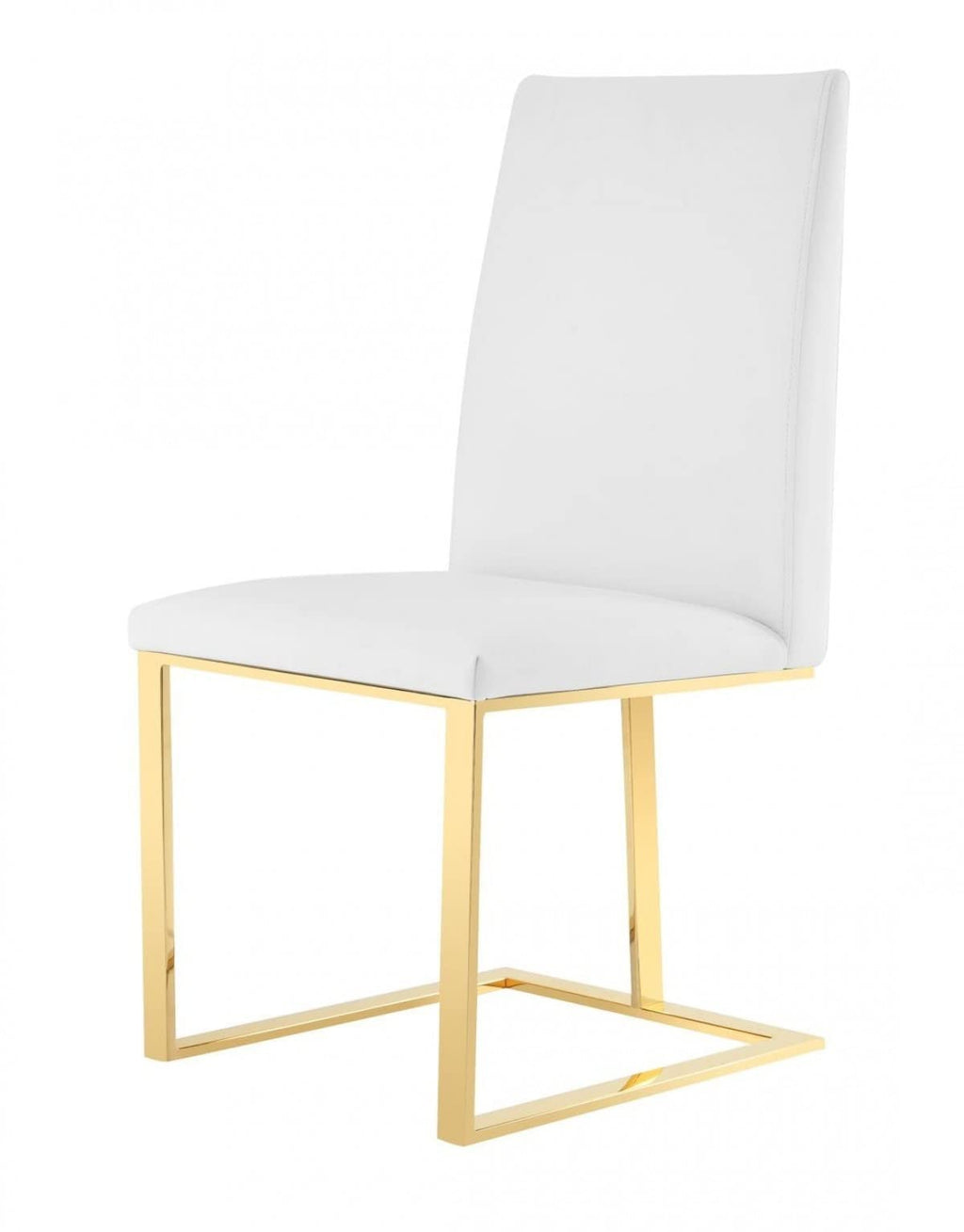 HomeRoots Faux Leather, Stainless Steel White Gold Contemporary Dining Chair