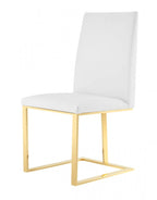 HomeRoots Faux Leather, Stainless Steel White Gold Contemporary Dining Chair
