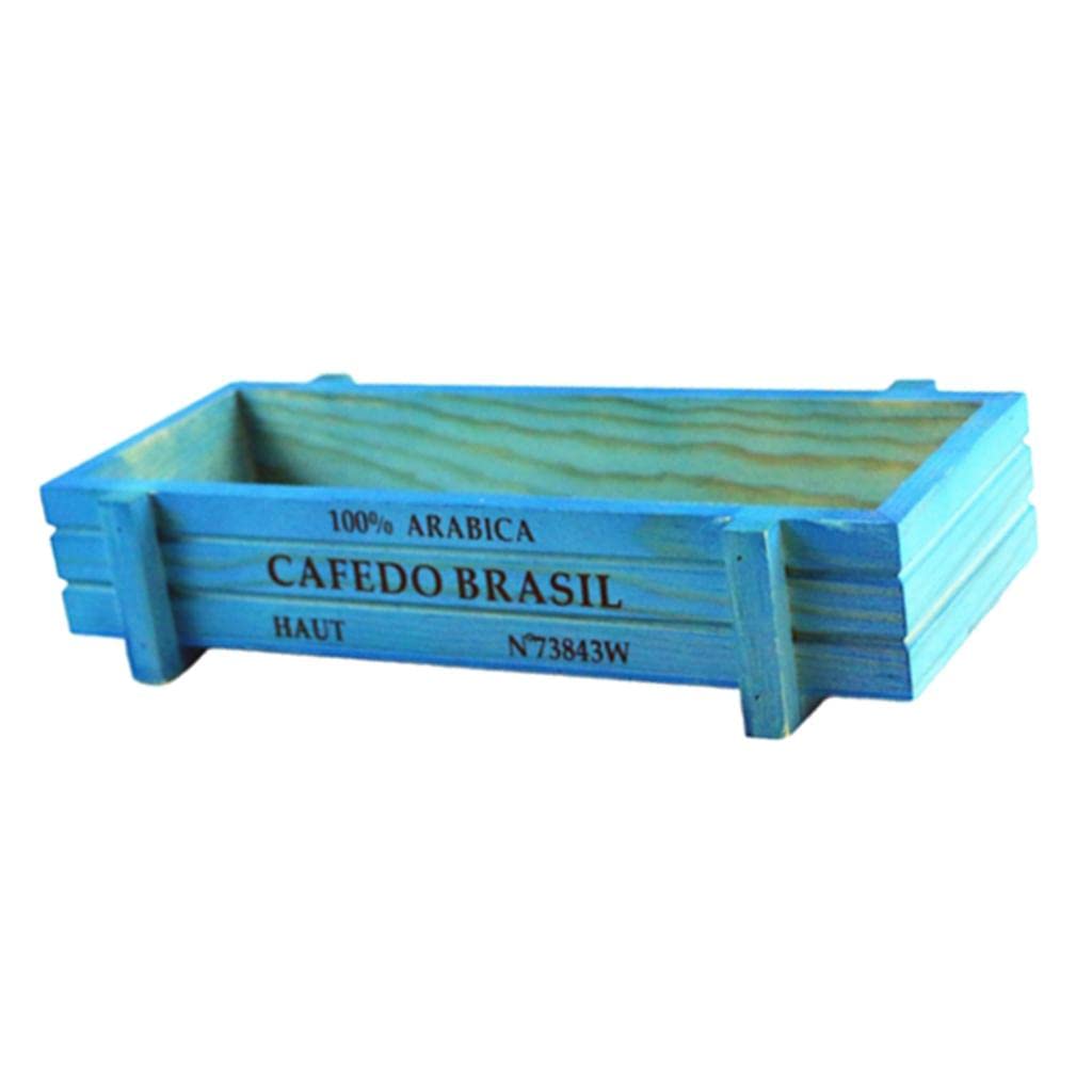 SECRET DESIRE Wooden Rectangle Flower Pot Decorative Flower Holders containers Box Blue