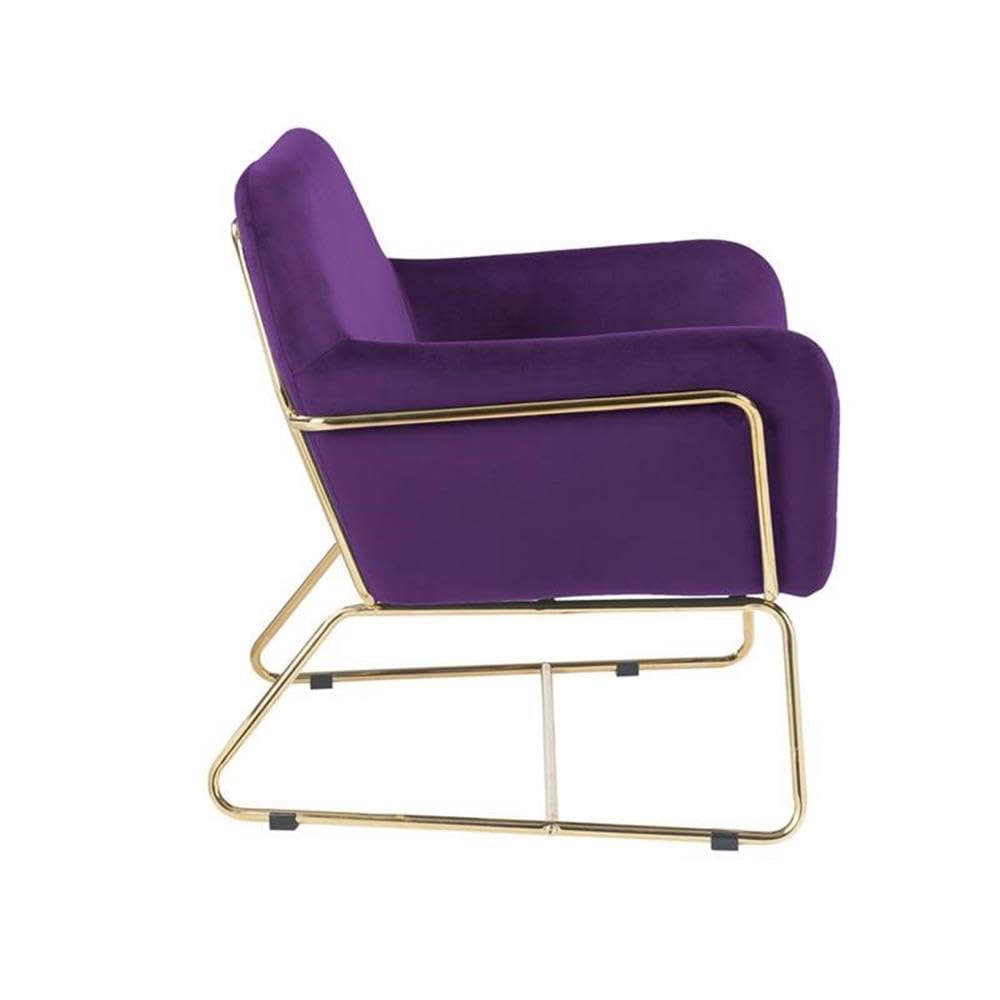 Lilola Home Keira Purple Velvet Accent Chair with Metal Base