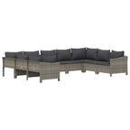 vidaXL Modern Gray PE Rattan 9 Piece Patio Lounge Set with Cushions - Modular Outdoor Furniture Set for Patio or Garden