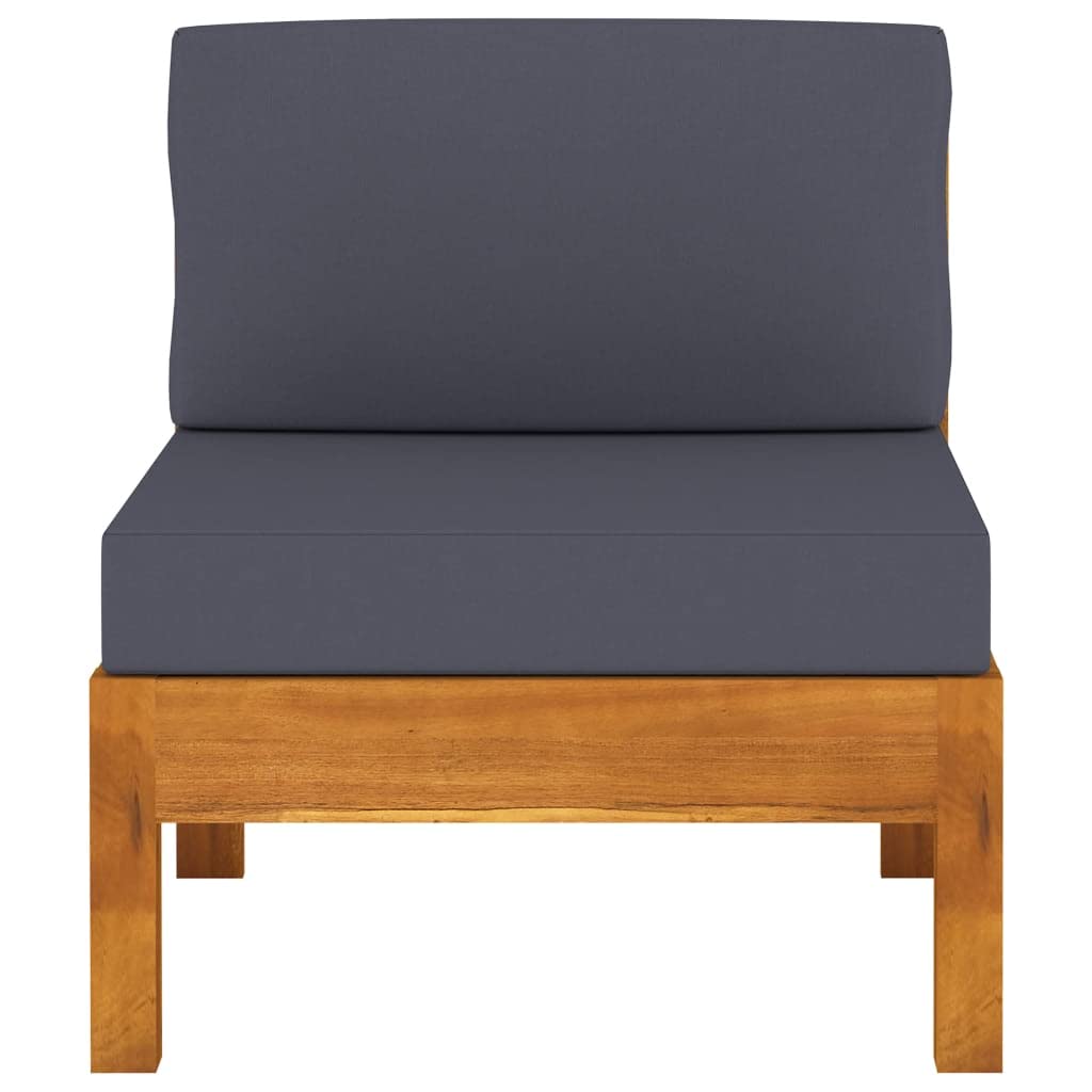 vidaXL Solid Acacia Wood Middle Sofas 2 pcs Set with Dark Gray Cushions - Durable, Sturdy, Easy-to-Clean Outdoor Furniture