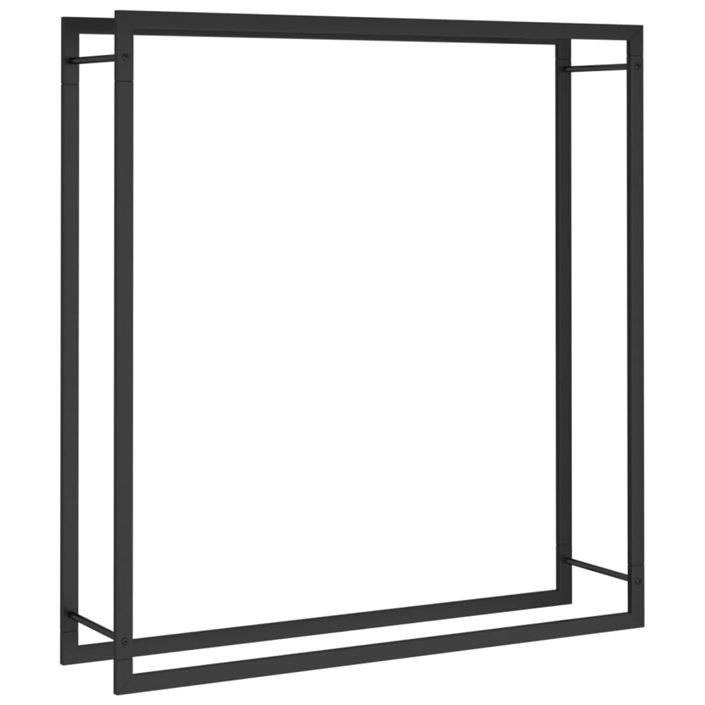 vidaXL Steel Firewood Rack with Ample Storage - Durable and Weather- Log Holder in Matt Black for Fireplace and Log Burners
