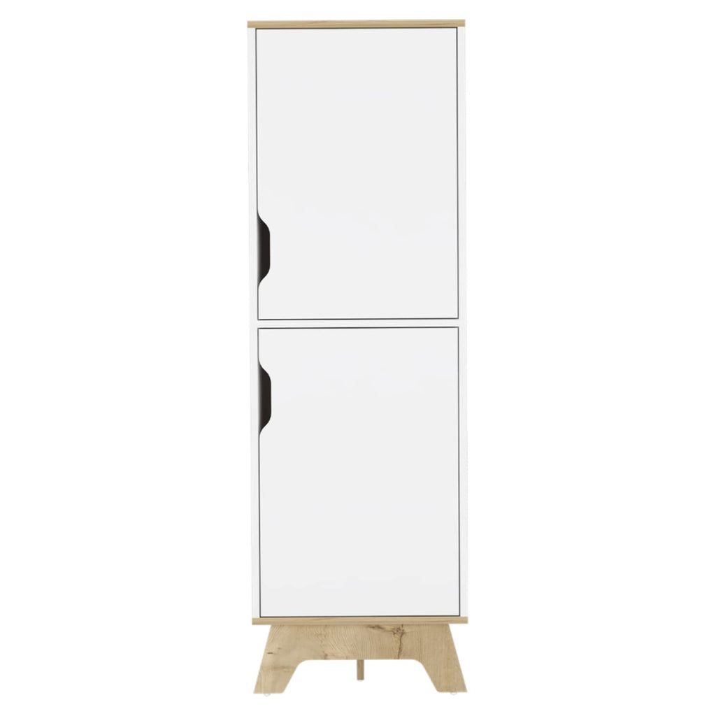 Multistorage Cabinet 59" H, 2 Doors, 4 Internal Shelves, Light Oak/White