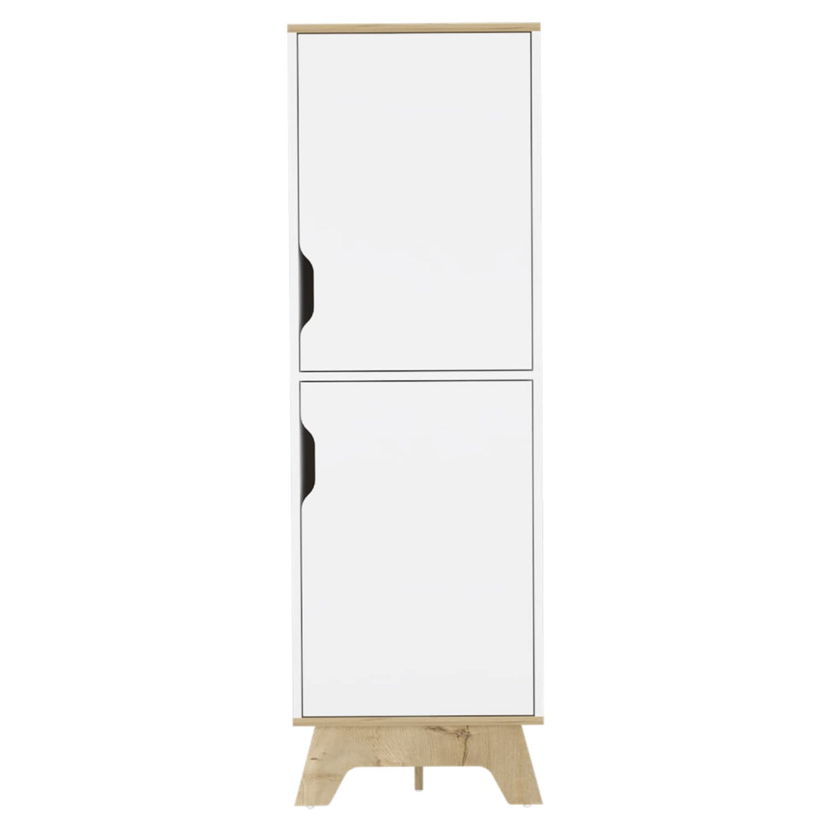 Multistorage Cabinet 59&quot; H, 2 Doors, 4 Internal Shelves, Light Oak/White