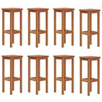 vidaXL 8-Piece Solid Acacia Wood Bar Stools - Rustic Farmhouse Design, Brown, Footrests, High-Durability, Long-Lasting, Eye-Catching, Easy Assembly