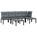 vidaXL 3 Piece Patio Lounge Set - Modern Outdoor Furniture with PE Rattan, Powder-Coated Steel Frame, Padded Cushions, Black wit