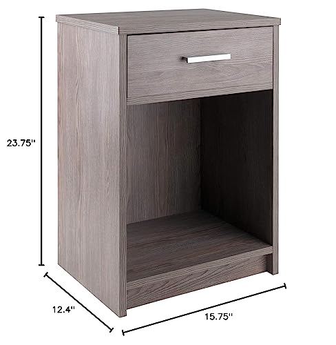 Contemporary Ergode Wood Rennick Accent Table - Rustic Charm, Side Table, Drawer, Cabinet, Mini-Bookshelf, Printer Stand, Ash Gray