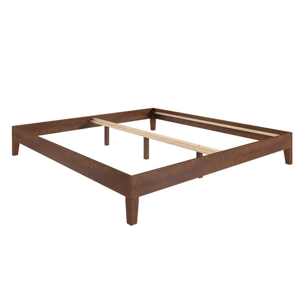 Steve Silve Co Nix King Platform Bed, Contemporary Transitional Styling, 28-Slat Dual-Zone System Support, No Box Spring Needed, Solid Pine Wood, 82.01" L x 78.46" W x 12.24" H, Brown