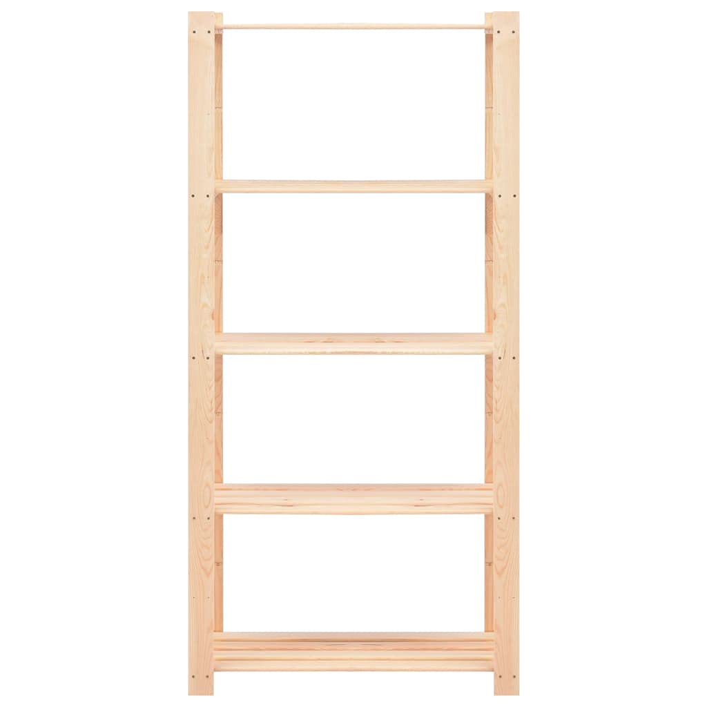 Vidaxl 5-Tier Storage Racks Solid Pinewood - Versatile Organizing Solution For Home And Office, Beige, Maximum Load 551.2 Lb (Includes 2 Pcs)