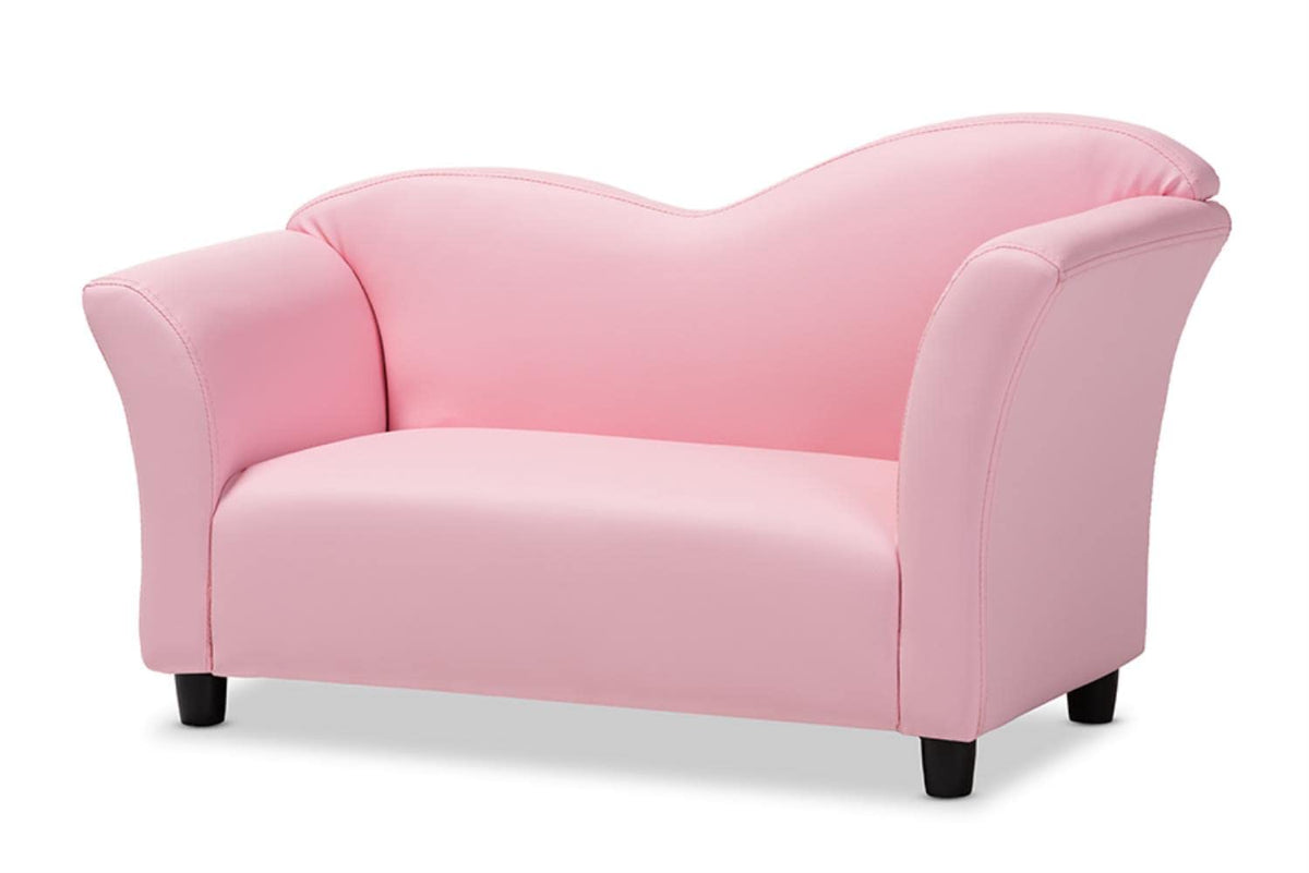 Baxton Studio Felice Modern and Contemporary Pink Faux Leather Kids 2-Seater Loveseat