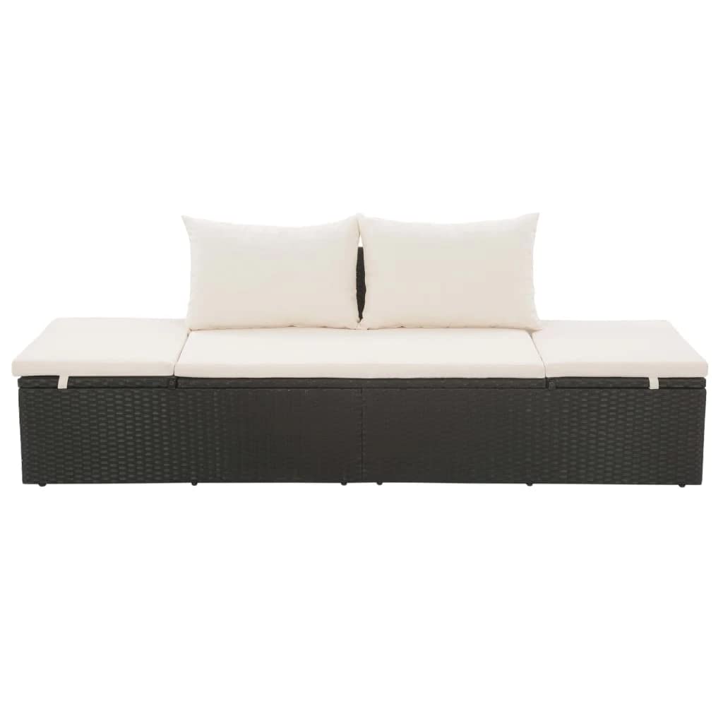 vidaXL Patio Lounge Bed Poly Rattan Wicker Brown Patio Day Sun Bed Lounger