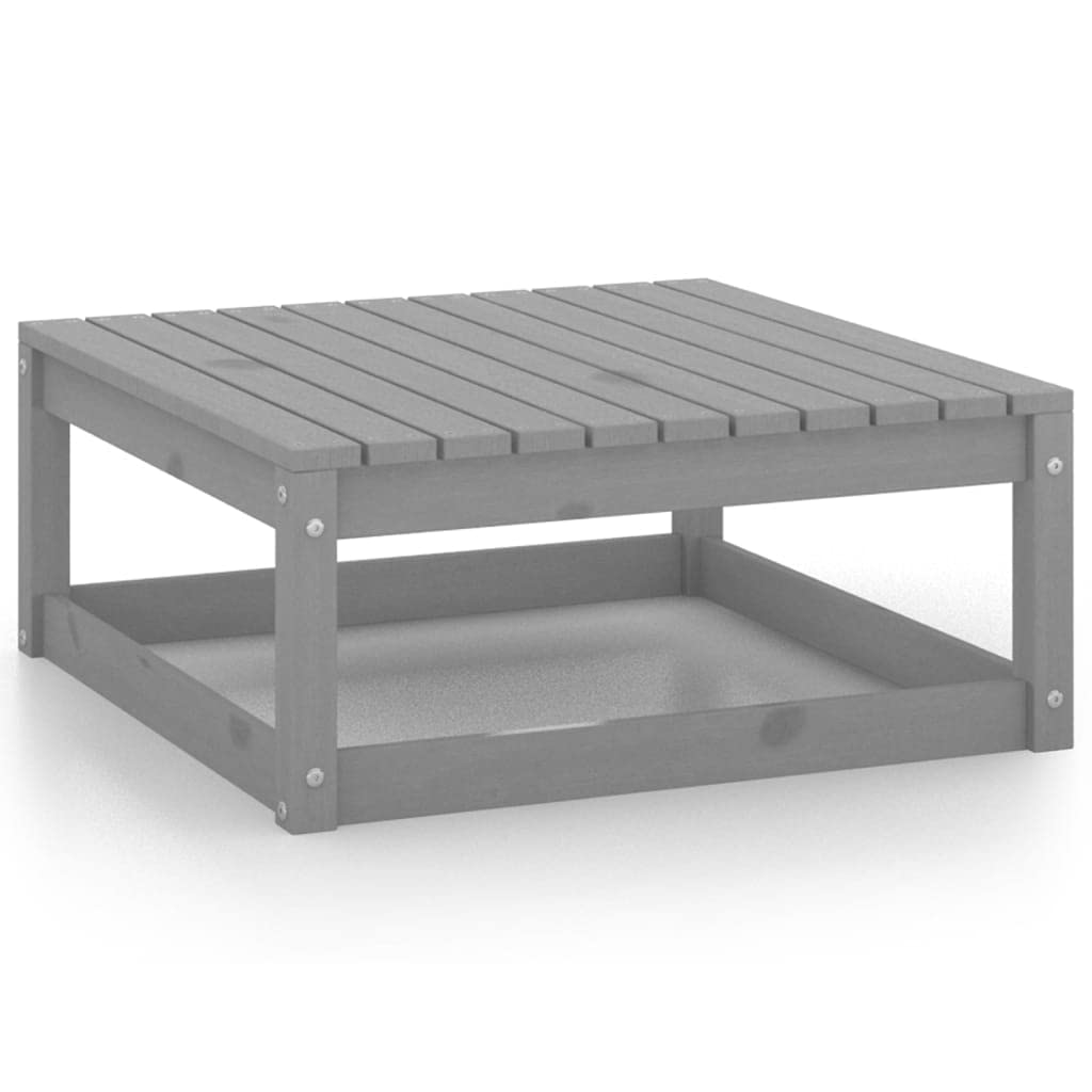 vidaXL Patio Footstool 27.6&quot;x27.6&quot;x11.8&quot; Gray Solid Pinewood