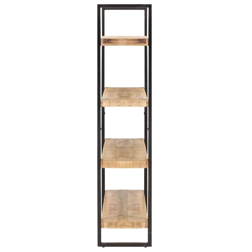 vidaXL 4-Tier Freestanding Bookcase ?Industrial-Styled Storage Solution with Rough Mango Wood Shelves and Iron Frame, Easy Assembly, Ideal for Home or Office, Brown
