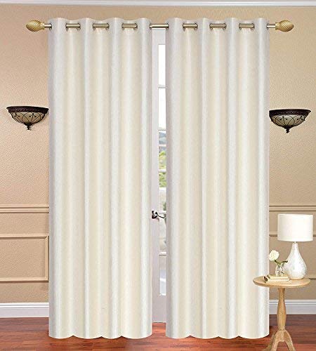 Soulful Creations Polyester Solid Curtain, 5 Feet, Cream, Pack of 3