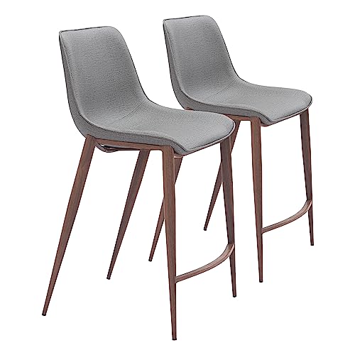 Zuo Magnus Counter Stool Slate Gray & Walnut