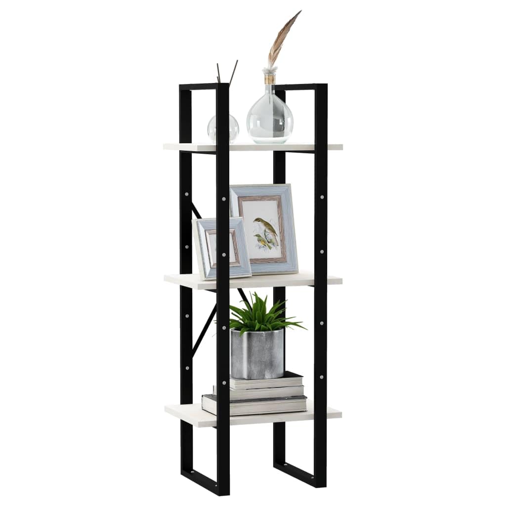 vidaXL 3-Tier Book Cabinet White 15.7&quot;x11.8&quot;x41.3&quot; Solid Pinewood