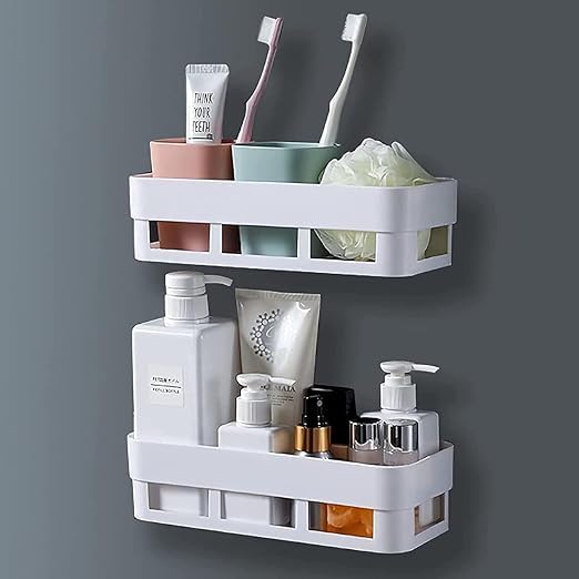 Bathroom Organiser, Self Adhesive Bathroom Shelf For Wall, Washroom Organizer, Bathroom Rack Stand Without Drilling (2 Pcs)