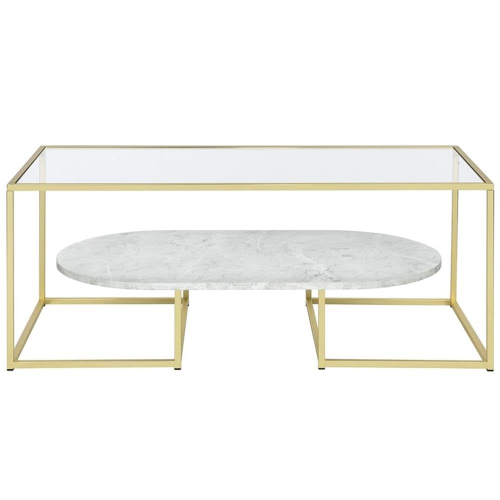 Progressive Furniture Nola Glass w/Metal Cocktail Table in Gold