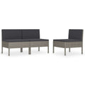 vidaXL 3-Piece Patio Chairs with Cushions - Weather-resistant Outdoor Furniture Set with Gray Poly Rattan and Anthracite Cushions