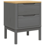 vidaXL Bedside Cabinet Floro Gray - Pine Wood Nightstand - 2 Drawers, 17.7"x15.4"x22.4" End Table, Rectangular Bedside Night Table, Bedroom Decor, Rustic Look