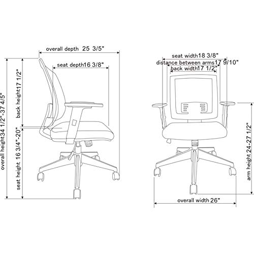 Lorell Soho Mid-Back Task Chair, Black