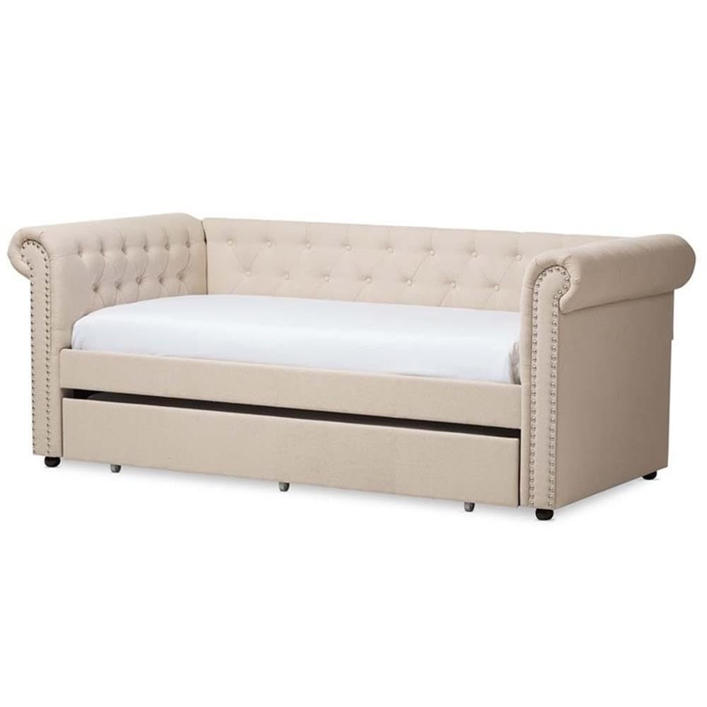Baxton Studio Mabelle Modern and Contemporary Beige Fabric Trundle Daybed