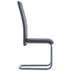 vidaXL Cantilever Dining Chairs Gray Faux Leather - Set of 4 - Modern Style - Comfortable High Back Support - Strong Tubular Steel Structure - Ideal for Dining Area and Office