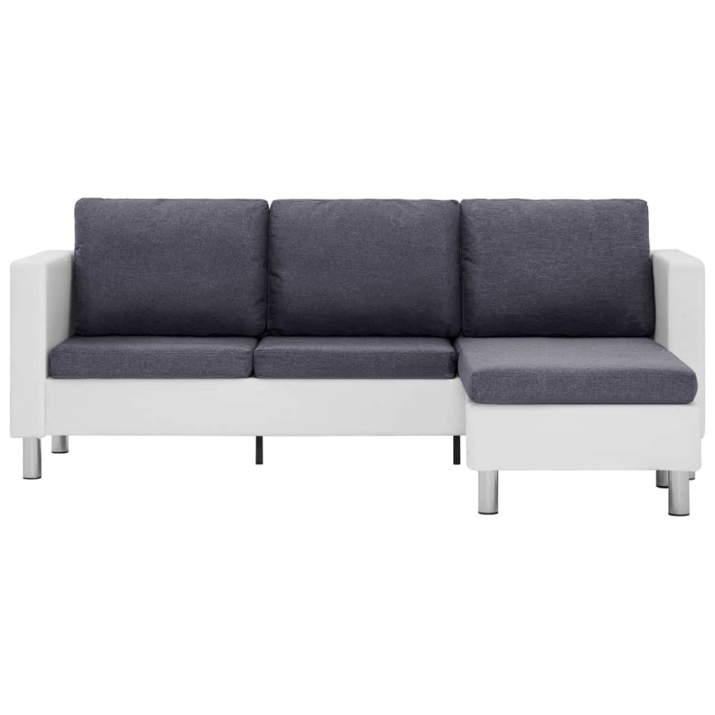 vidaXL 3-Seater Sofa with Cushions White Faux Leather