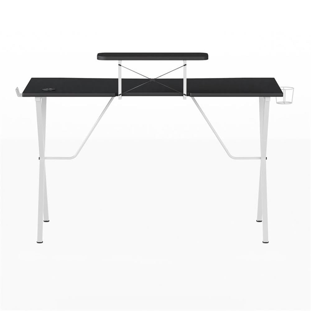 Flash Furniture Mallot Gaming Desk - Black/White Computer Desk - 51.5" Gamers Table with Cup Holder, Headphone Hook, and Monitor/Smartphone Stand