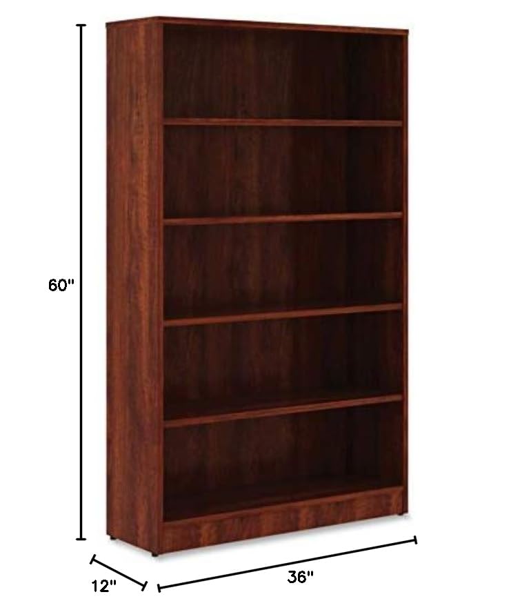 Lorell Cherry Laminate Bookshelf, 36&quot; X 12&quot; X 60&quot;