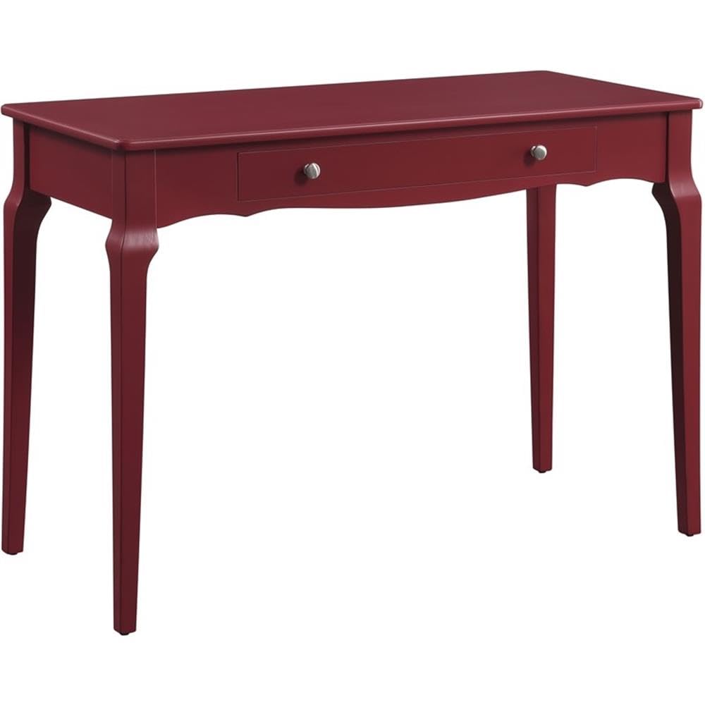 Acme Alsen Wooden Rectangular 1-Drawer Writing Desk With Tapered Legs In Red