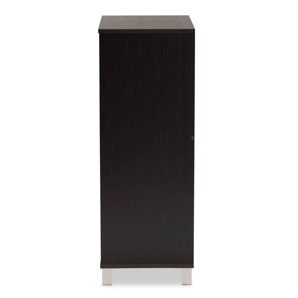 Baxton Studio Ernest Modern and Contemporary Dark Brown Finished Wood 2-Door Shoe Storage Cabinet