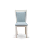 East West Furniture MZC0T15 Monza Parsons Dining Chairs - Baby Blue Linen Fabric Padded Chairs, Set of 2, Wirebrushed Linen White